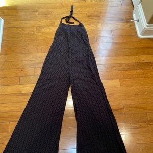 Free People Black Crochet Halter Jumpsuit